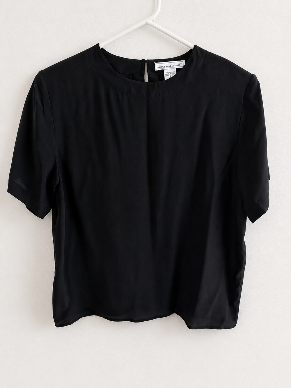 100% Silk Black Blouse Minimalist Luxury Top Medium